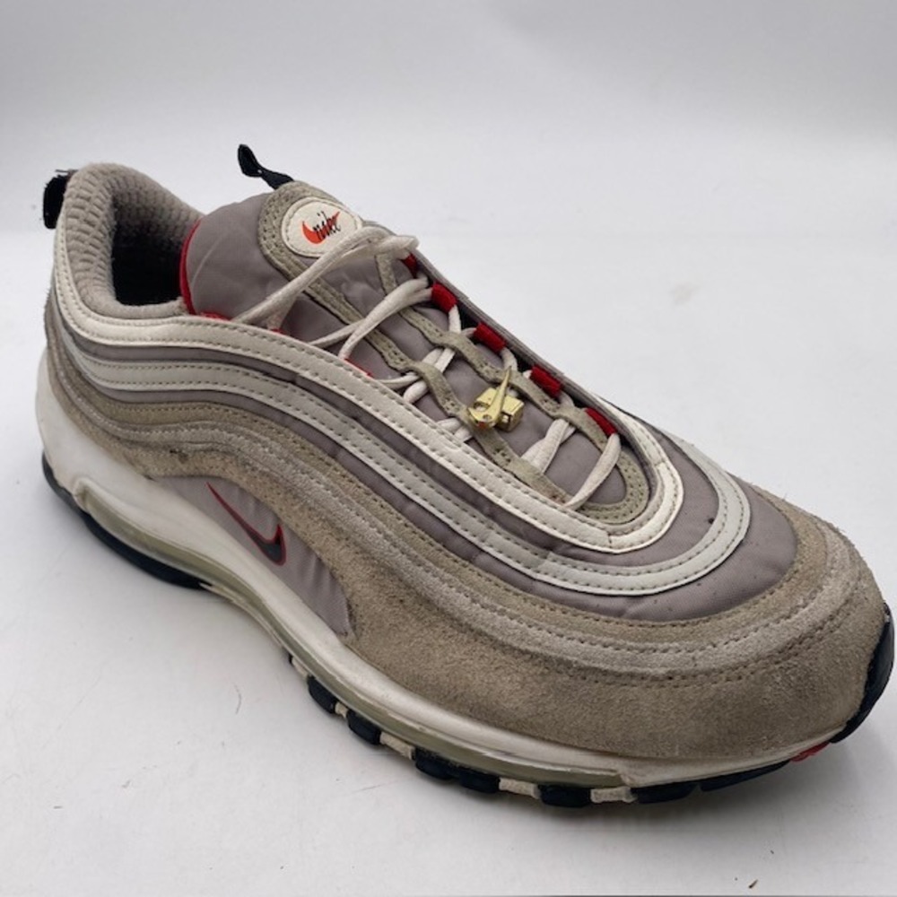 Nike Air Max 97 First Use Sneakers Mens 11 Light Bone Red Suede DB0246-001 Retro